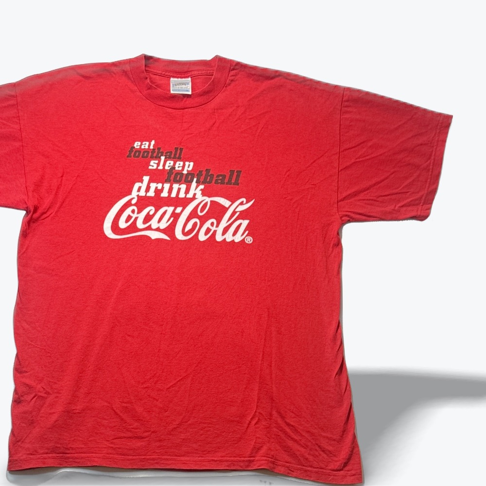 Vintage 90s Coca Cola Football T Shirt Screen Stars 90s Soccer Tee Red XL